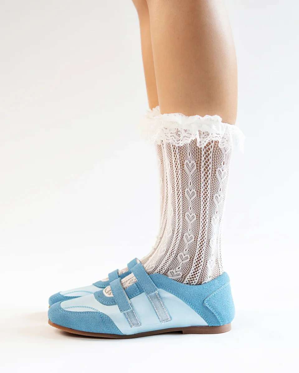 Velcro Double Strap Sporty Sneakers in Blue