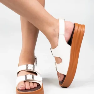 White Comfortable Flatform Slingback Sandals