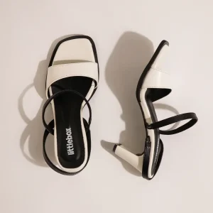 Black & White Colorblocked  Square Toe Block Heels