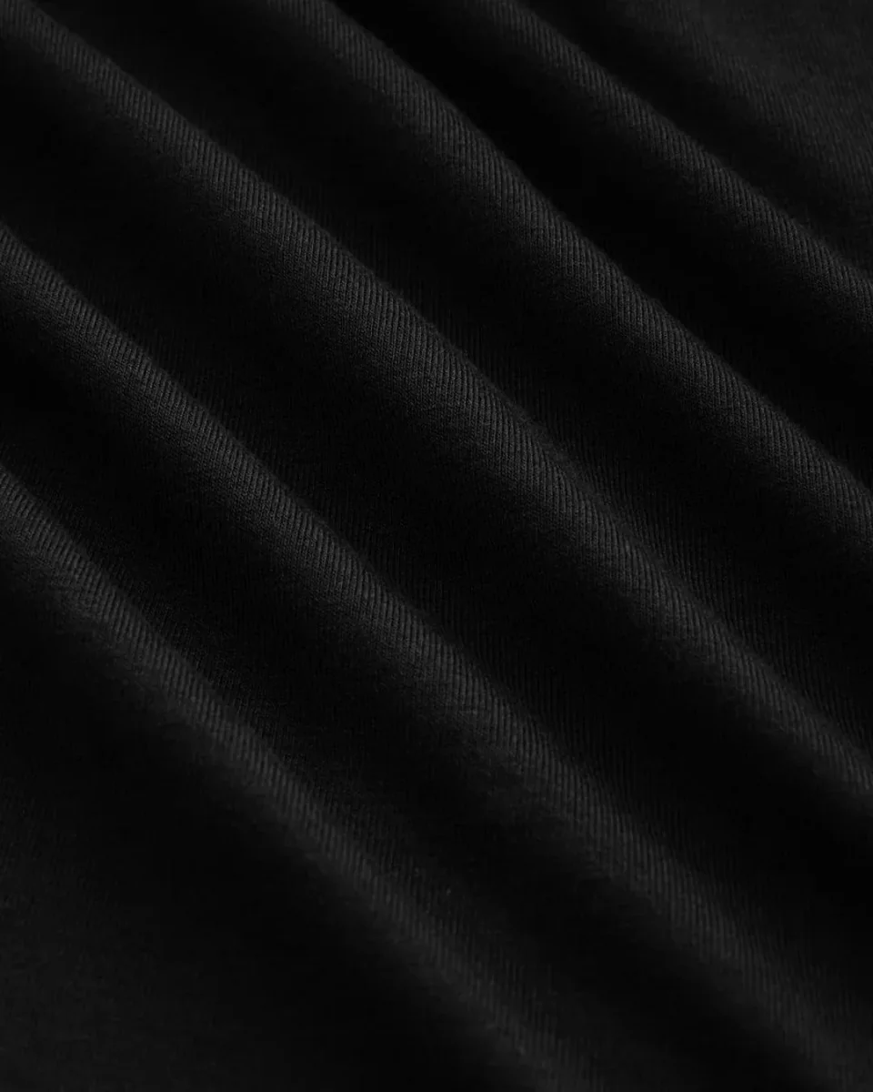 Cowl Neck Solid Ruched Long Sleeve Black Top & Pleated High Waisted Wide Leg White Trousers Set - Image 5