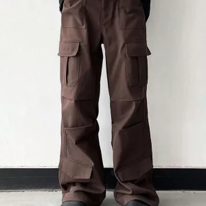 Men Brown Straight Leg Cargo Pants