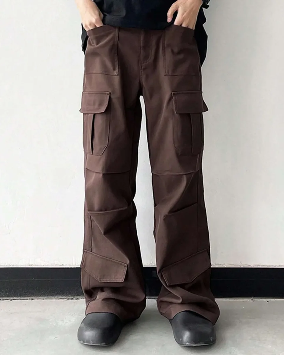 Men Brown Straight Leg Cargo Pants